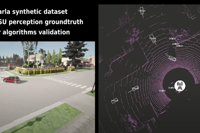Screenshot of Carla synthetic dataset with RSU perception ground truth for algorithms validation